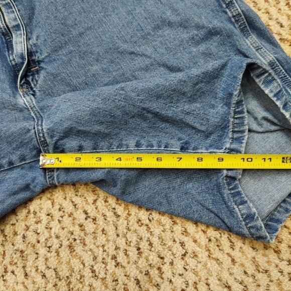 Wrangler Carpenter Mens 38 Blue Denim Jean Work Cargo Shorts Distressed - Picture 10 of 12